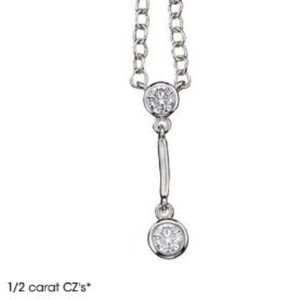 Sterling Silver CZ Drop Pendant
